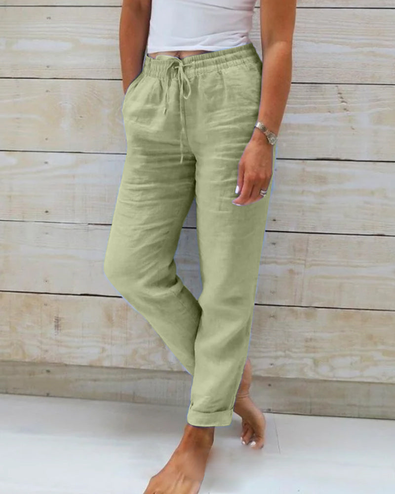 Élise | Pantalon large en coton et lin pour femmes
