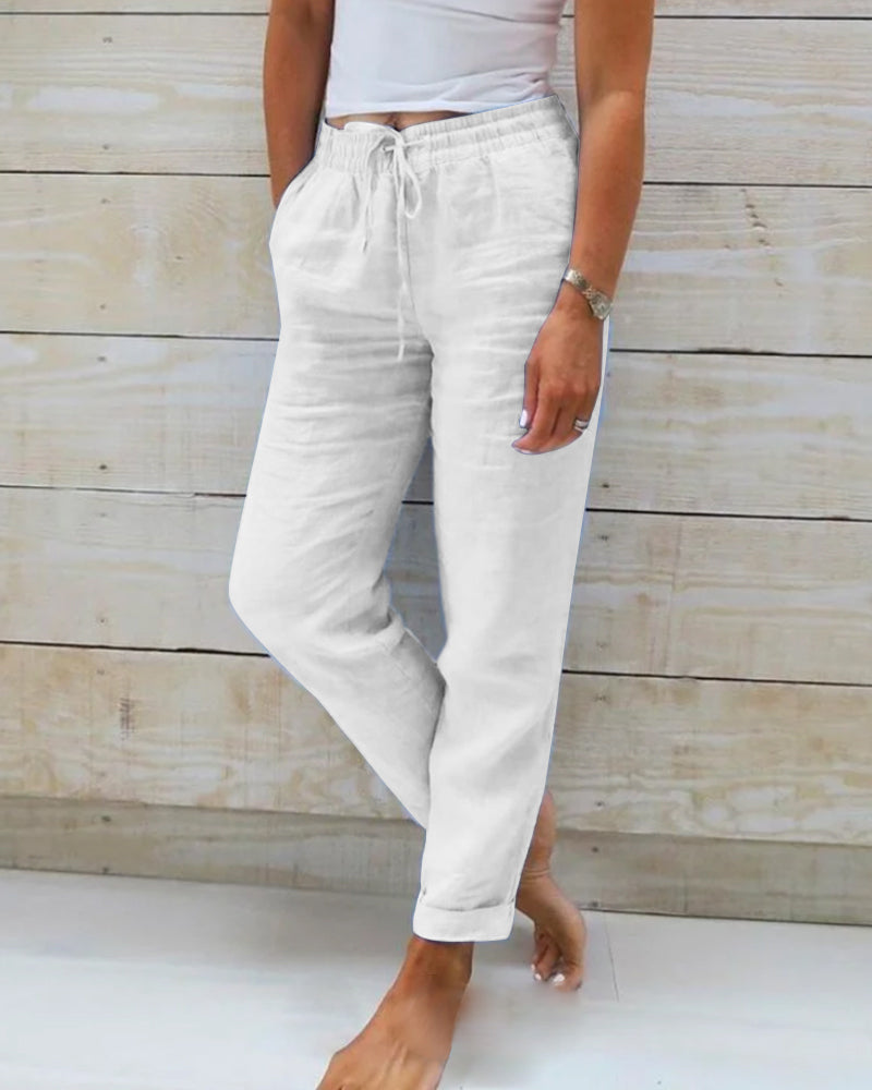 Élise | Pantalon large en coton et lin pour femmes