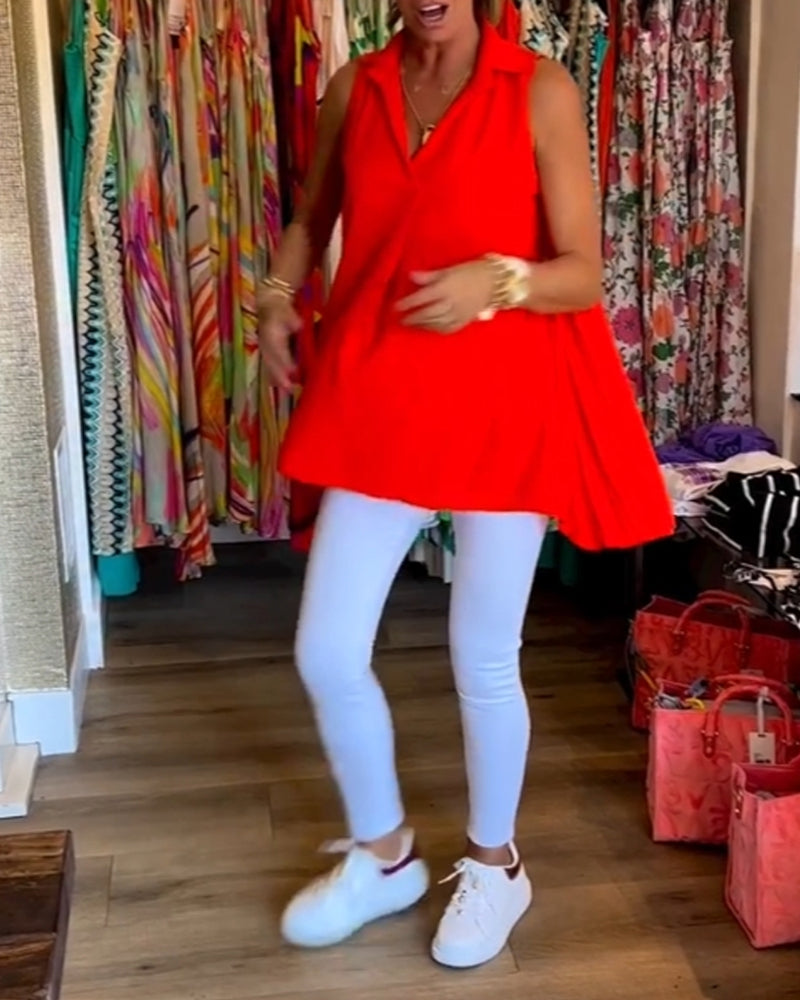 Gabrielle |Top sans manches avec volants et revers