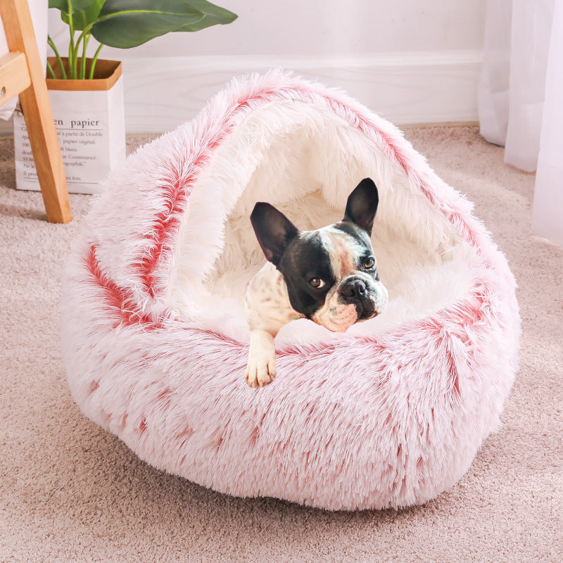 CozyLit | lit rond chauffant en peluche pour animaux de compagnie