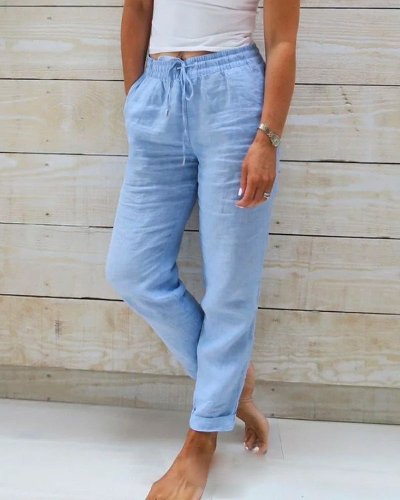 Élise | Pantalon large en coton et lin pour femmes