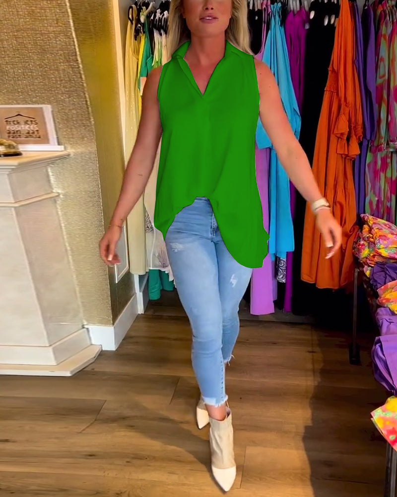 Gabrielle |Top sans manches avec volants et revers