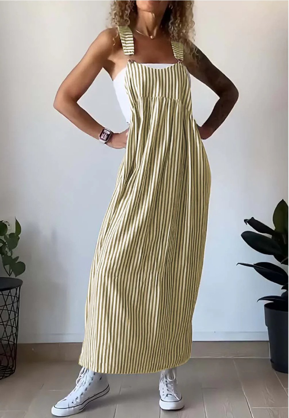 Léna | Robe combinaison rayée décontractée