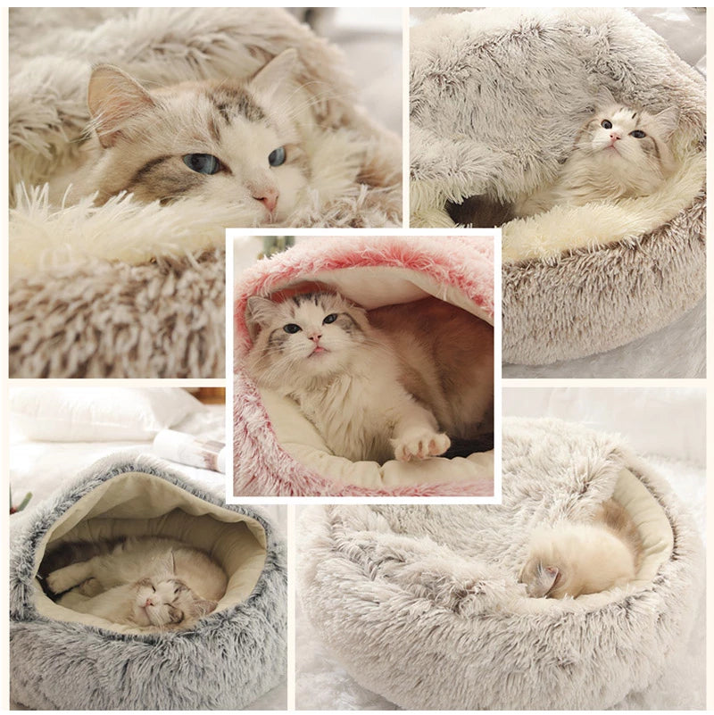 CozyLit | lit rond chauffant en peluche pour animaux de compagnie