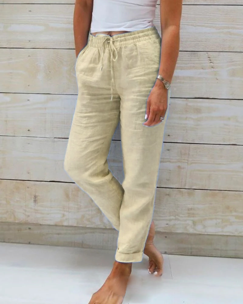 Élise | Pantalon large en coton et lin pour femmes