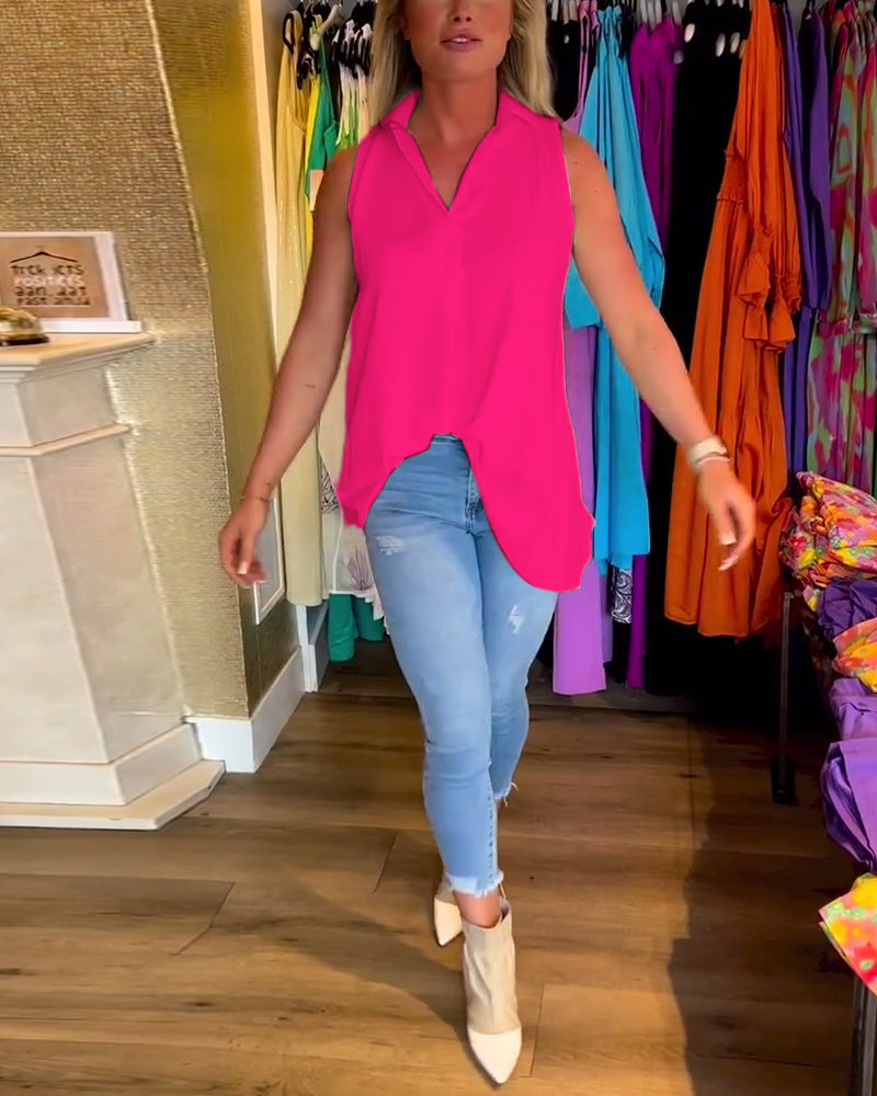 Gabrielle |Top sans manches avec volants et revers