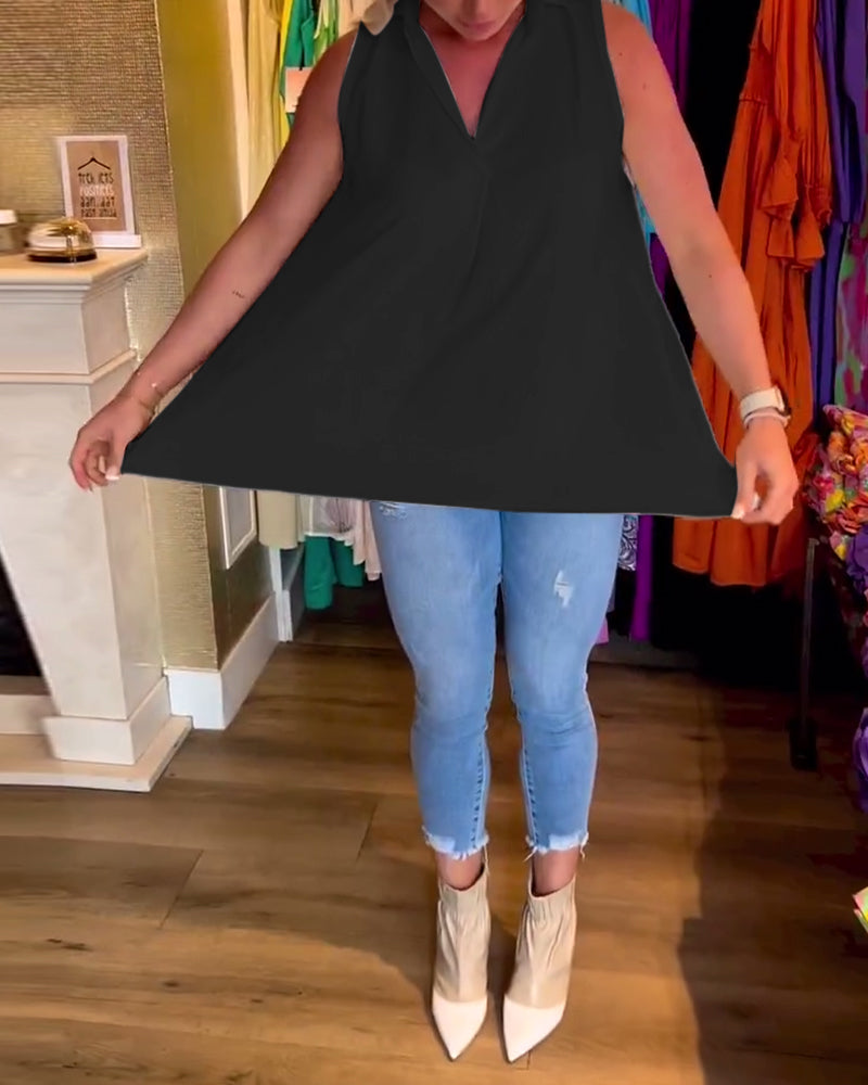 Gabrielle |Top sans manches avec volants et revers