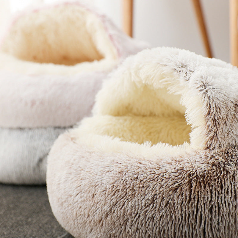 CozyLit | lit rond chauffant en peluche pour animaux de compagnie