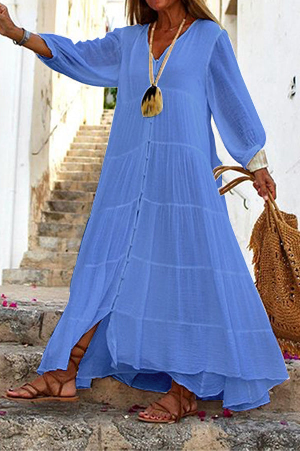Sabine | Maxi robe en coton et lin à motifs
