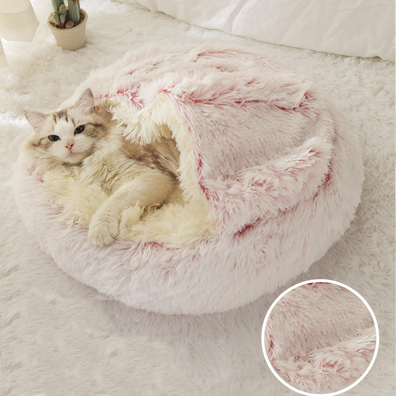 CozyLit | lit rond chauffant en peluche pour animaux de compagnie