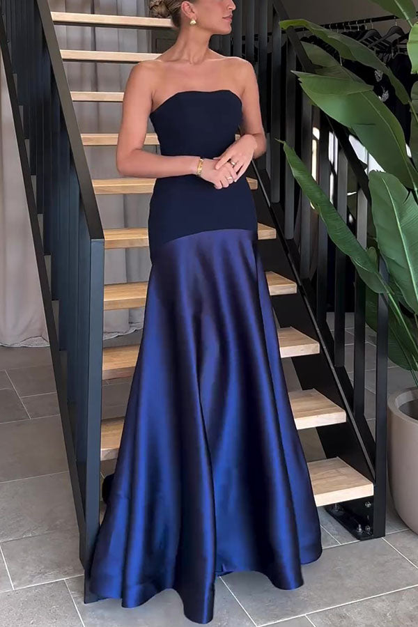 Mireille | Robe longue élégante sans bretelles et évasée