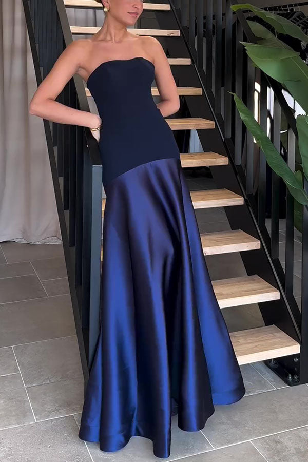 Mireille | Robe longue élégante sans bretelles et évasée
