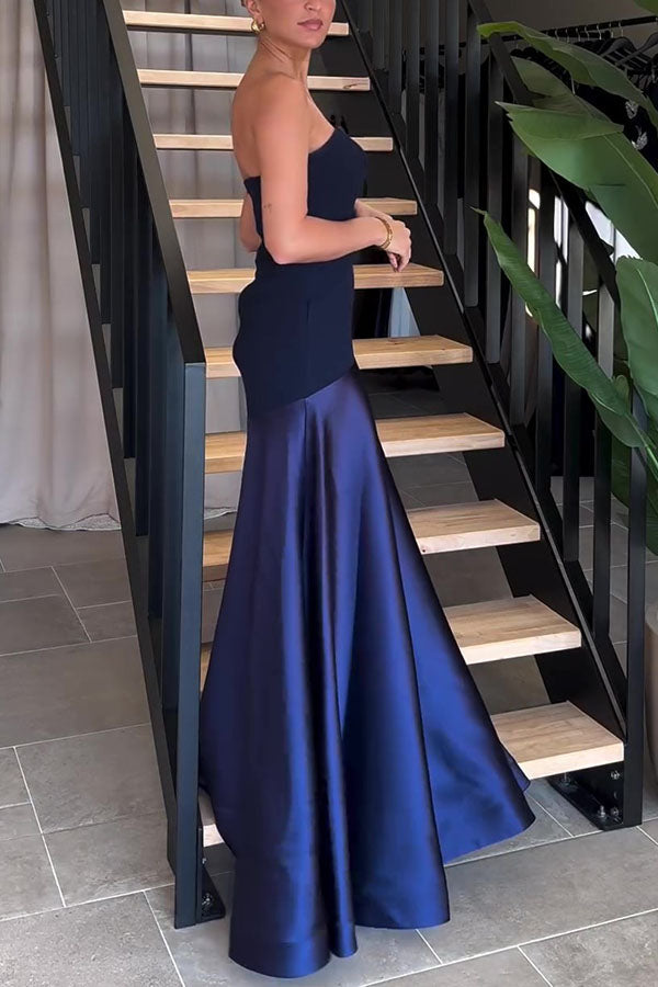 Mireille | Robe longue élégante sans bretelles et évasée