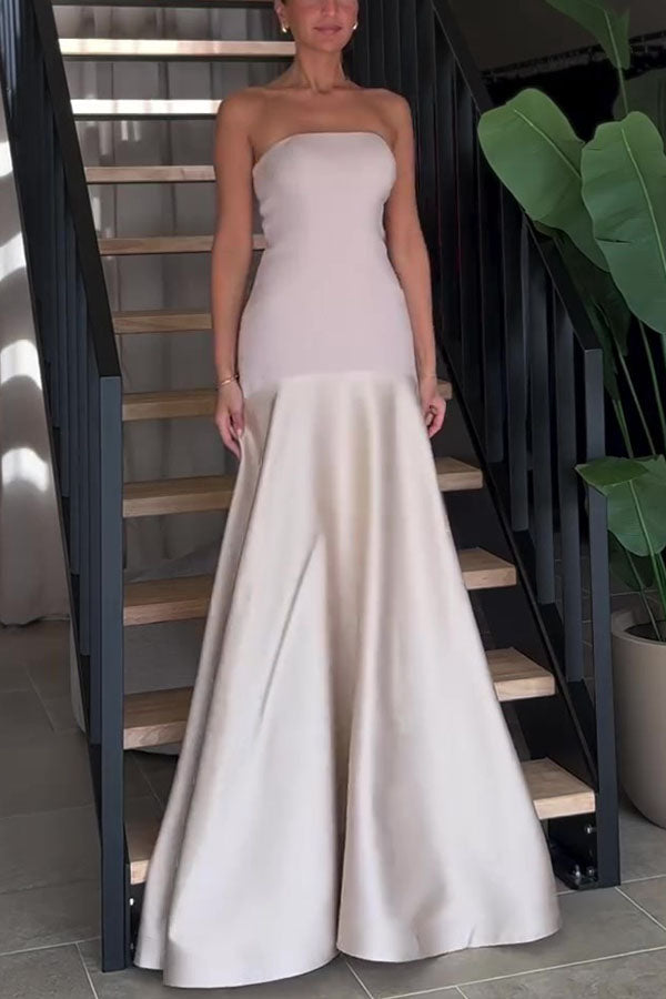 Mireille | Robe longue élégante sans bretelles et évasée