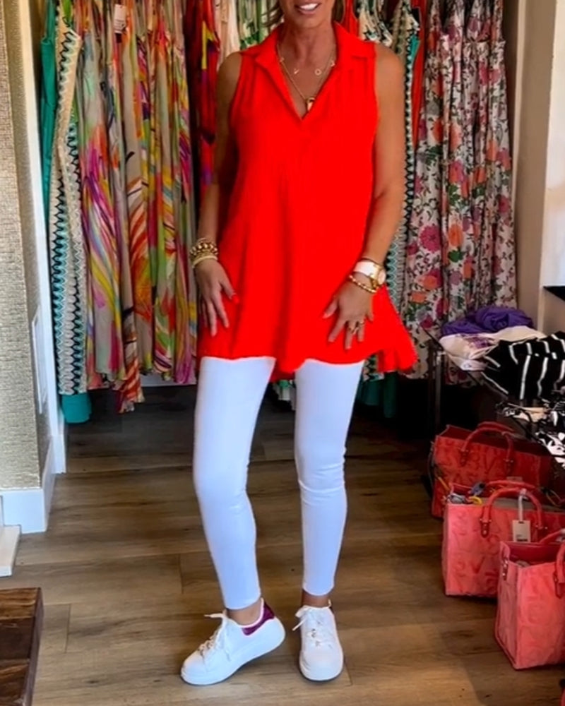 Gabrielle |Top sans manches avec volants et revers