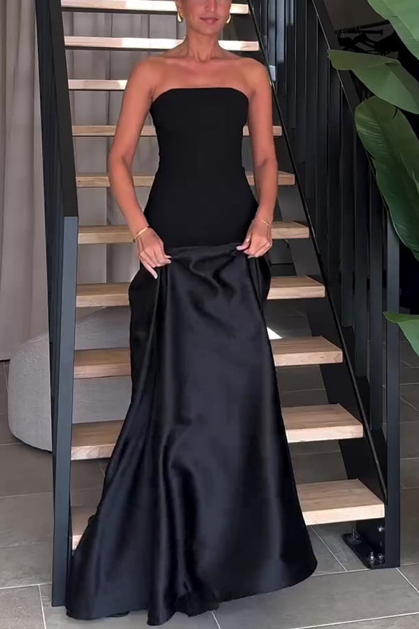 Mireille | Robe longue élégante sans bretelles et évasée