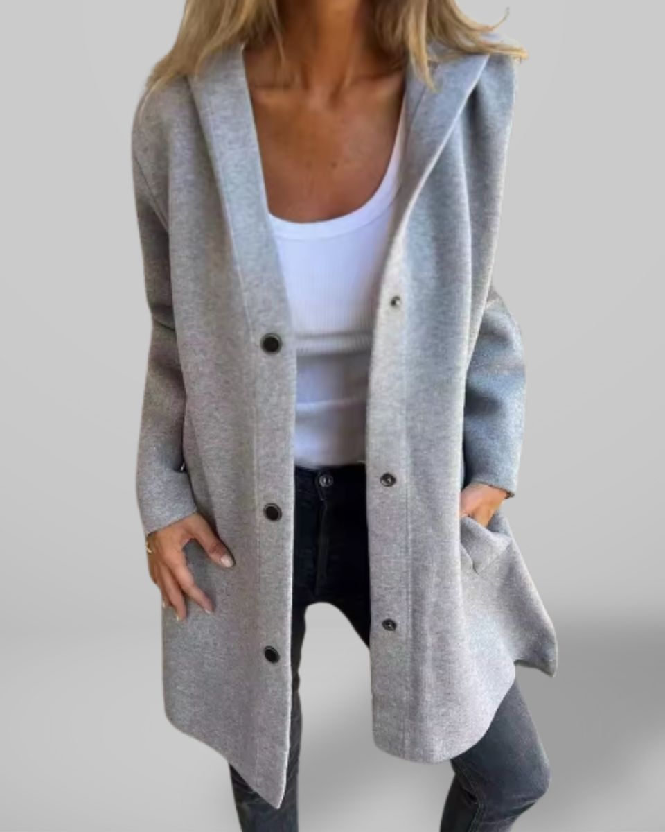 Elisa | Blazer décontracté à simple boutonnage avec capuche