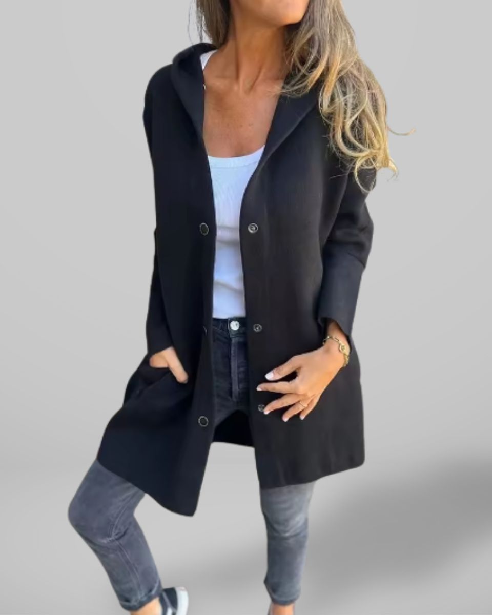 Elisa | Blazer décontracté à simple boutonnage avec capuche
