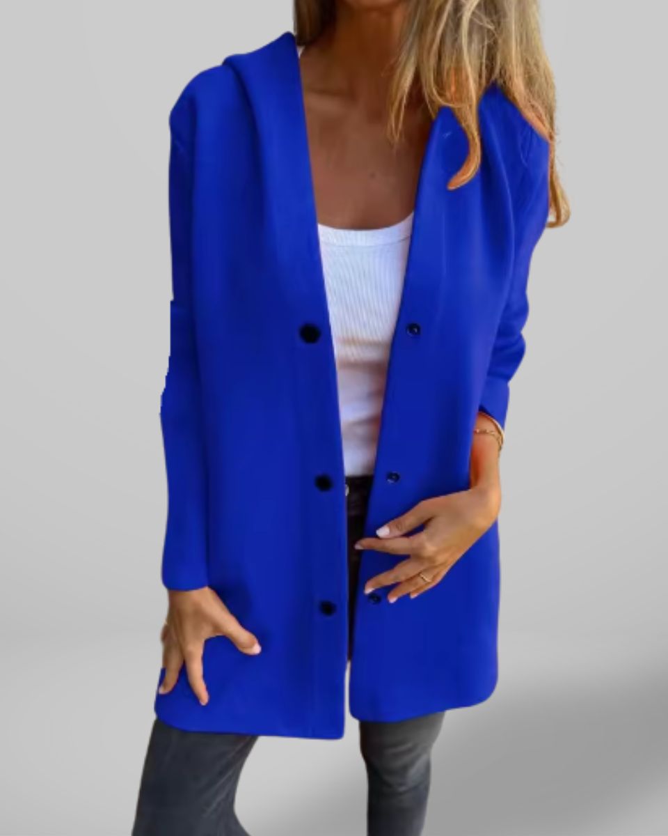 Elisa | Blazer décontracté à simple boutonnage avec capuche