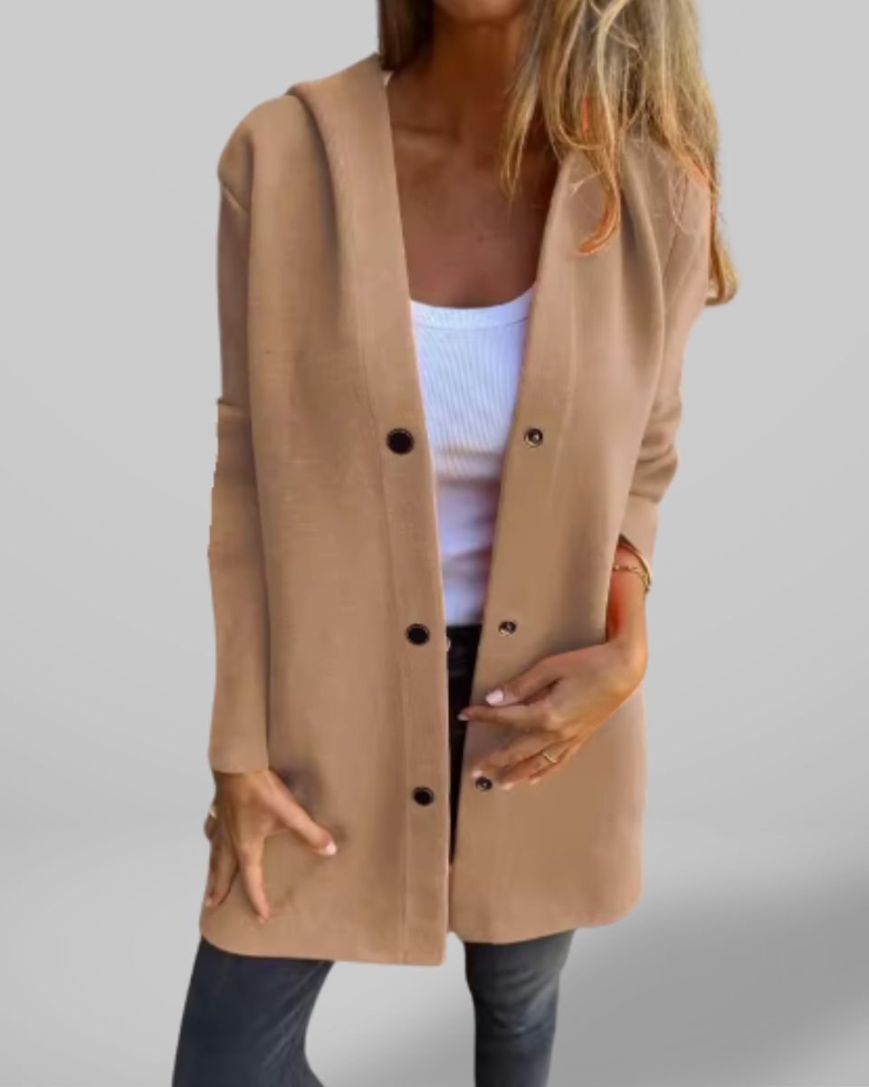 Elisa | Blazer décontracté à simple boutonnage avec capuche