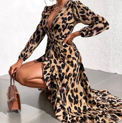 Catherine | Robe élégante pour femme avec motif léopard