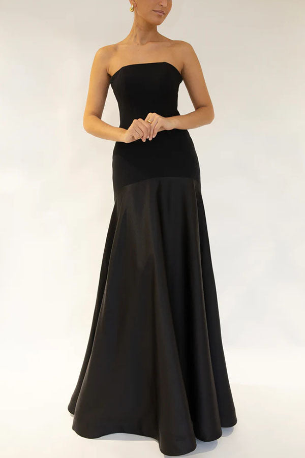 Mireille | Robe longue élégante sans bretelles et évasée