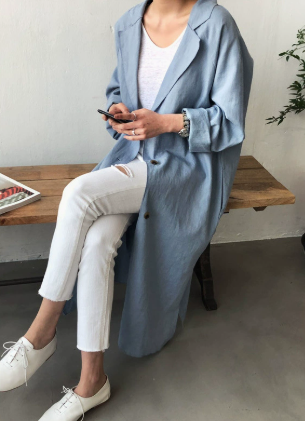 Claire | Manteau blazer léger à poches en lin