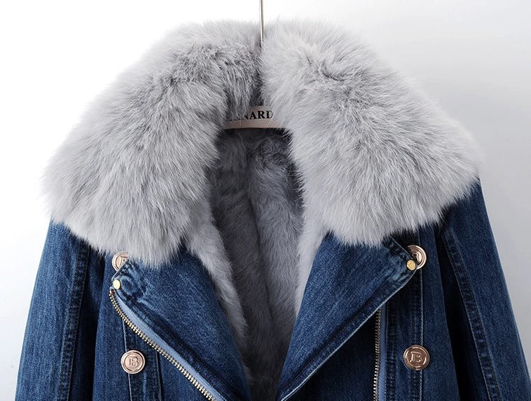 Philomène | Veste en jean avec col en fourrure