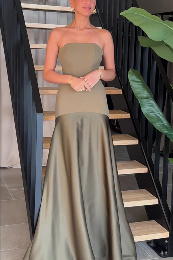 Mireille | Robe longue élégante sans bretelles et évasée