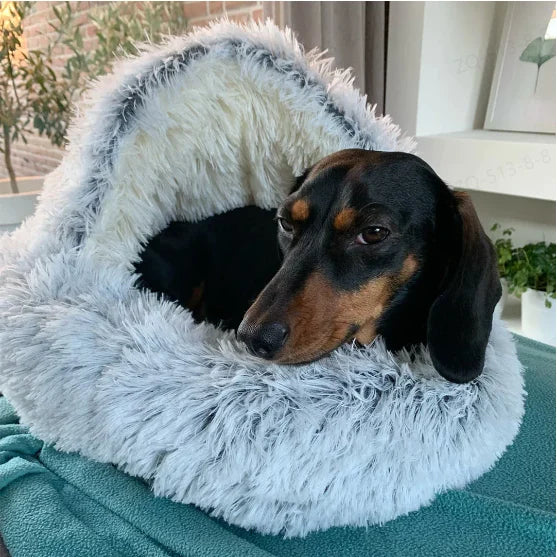 CozyLit | lit rond chauffant en peluche pour animaux de compagnie