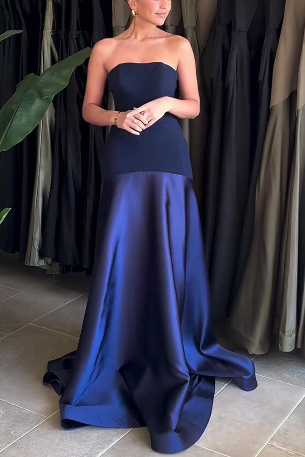 Mireille | Robe longue élégante sans bretelles et évasée
