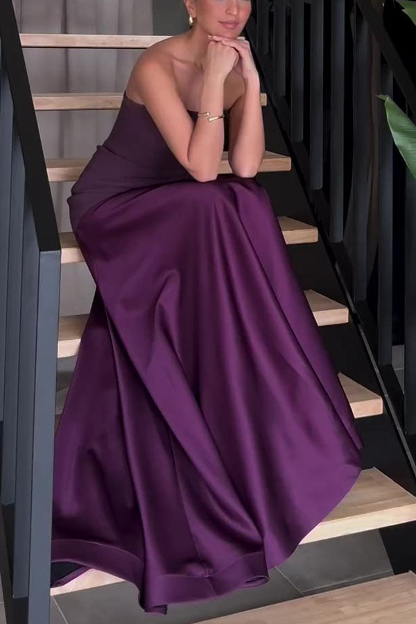 Mireille | Robe longue élégante sans bretelles et évasée