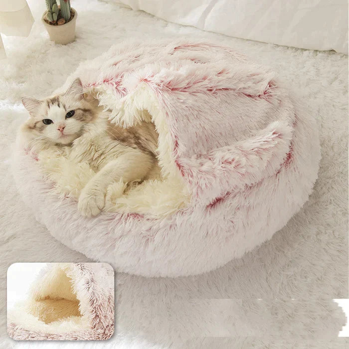CozyLit | lit rond chauffant en peluche pour animaux de compagnie