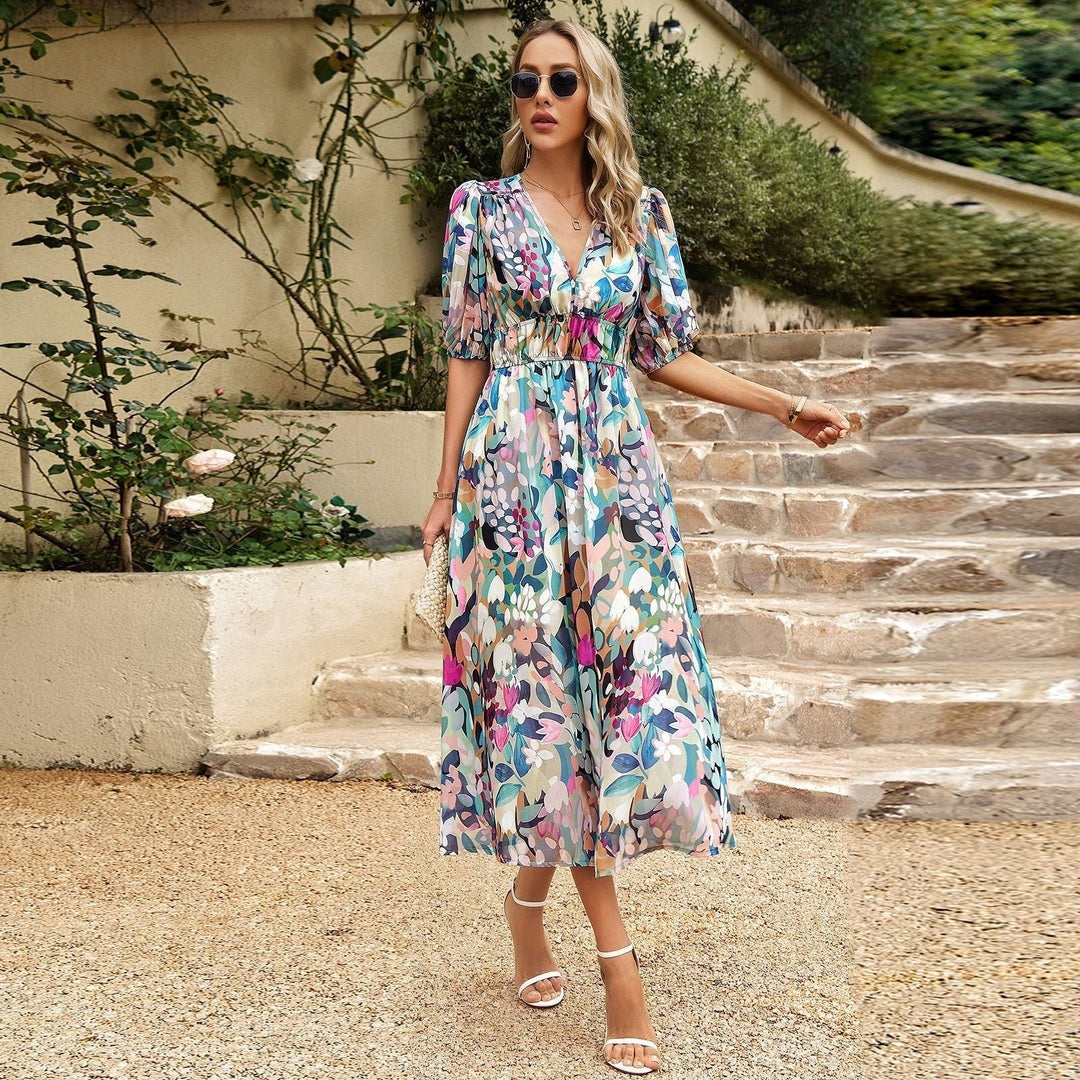LISA | Robe longue à col en V pour femmes de tout âge