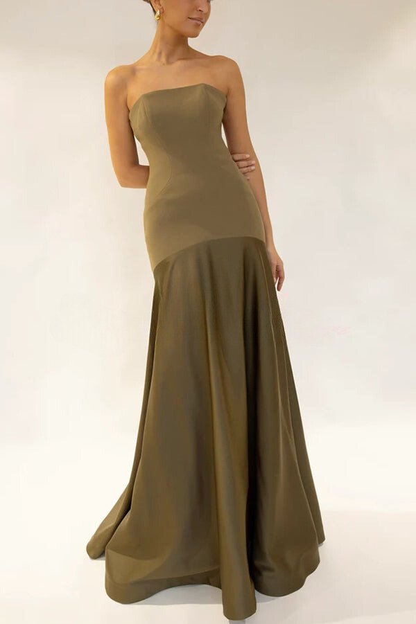 Mireille | Robe longue élégante sans bretelles et évasée