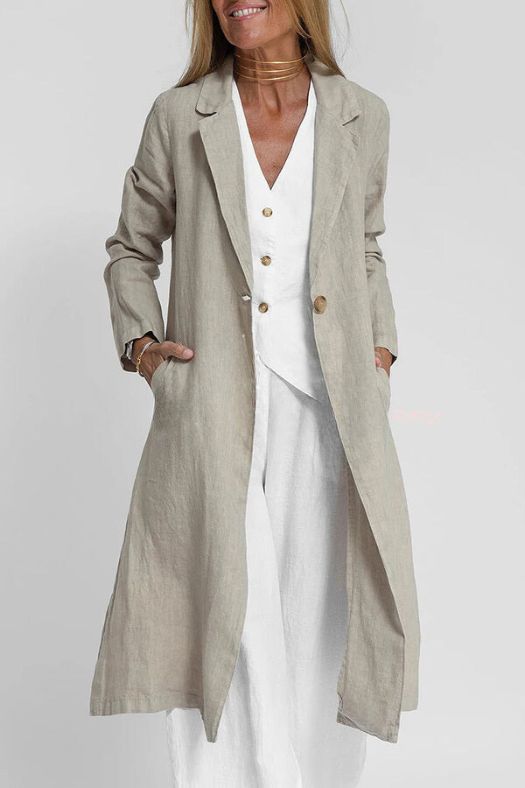 Claire | Manteau blazer léger à poches en lin