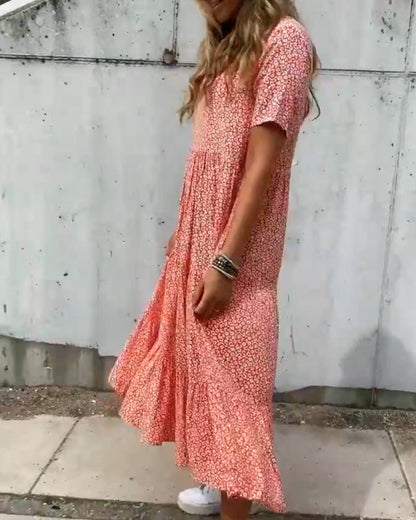 Robe à manches courtes avec imprimé floral