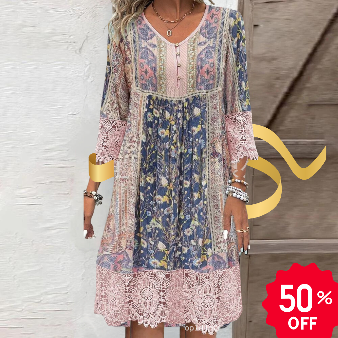 Maria | Robe en dentelle imprimée de style bohème