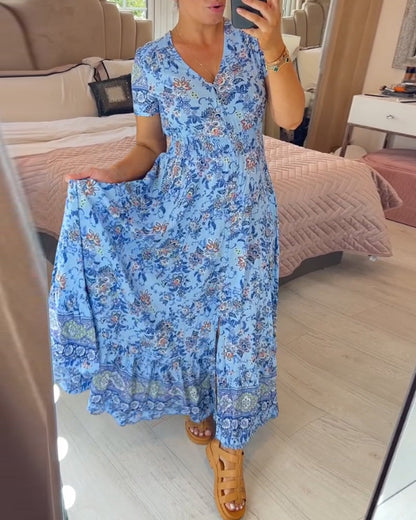 Mary | Robe à imprimé floral avec décolleté en V (VENTE DE PRINTEMPS)