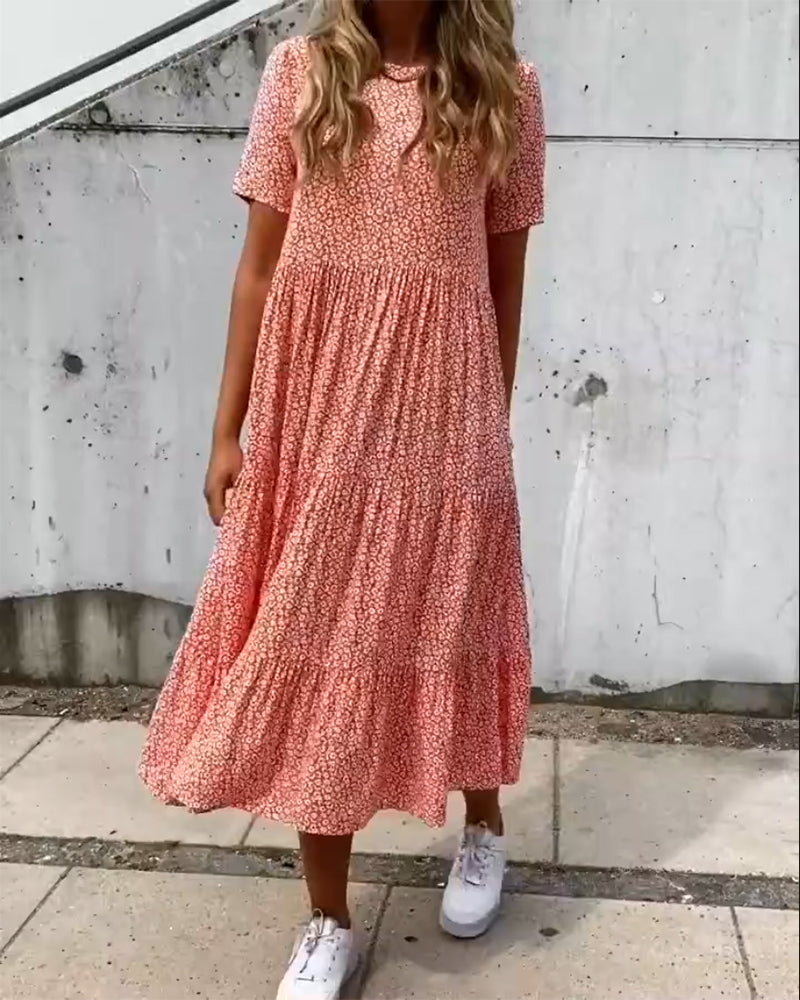 Robe à manches courtes avec imprimé floral