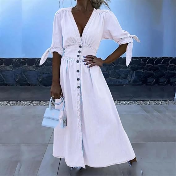 Sandrine™ | Robe longue élégante en denim