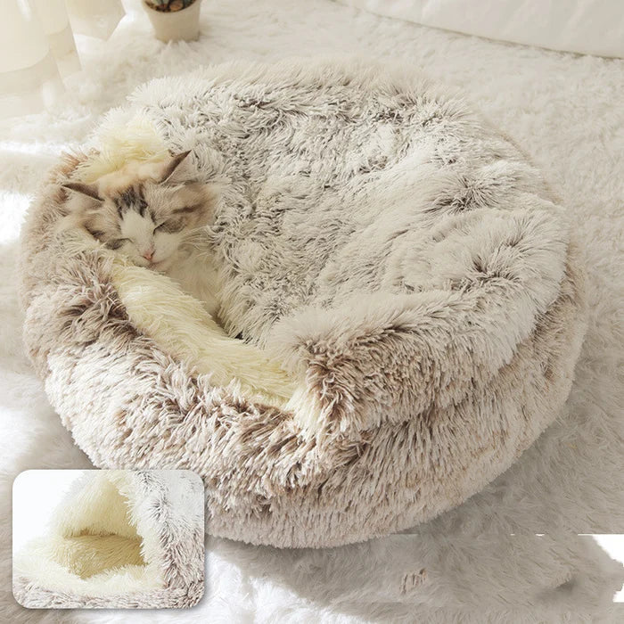 CozyLit™ | lit rond chauffant en peluche pour animaux de compagnie