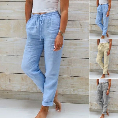 Élise |  Pantalon large en coton et lin pour femmes