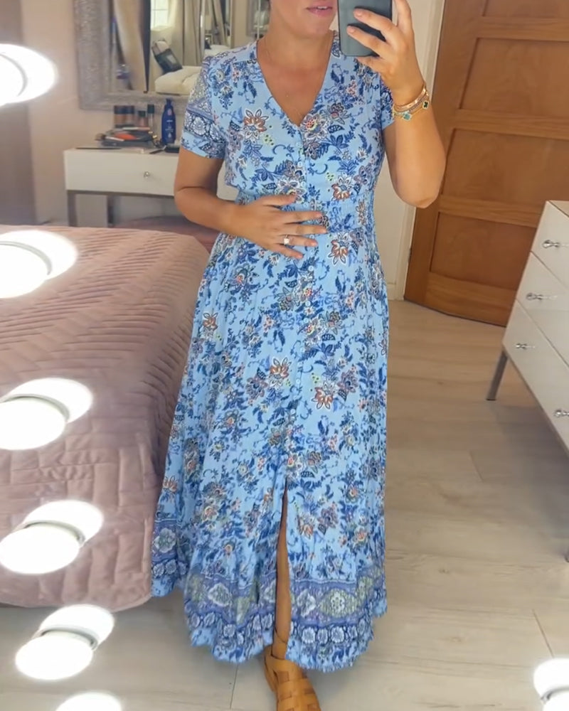 Mary | Robe à imprimé floral avec décolleté en V (VENTE DE PRINTEMPS)