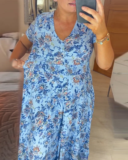 Mary | Robe à imprimé floral avec décolleté en V (VENTE DE PRINTEMPS)