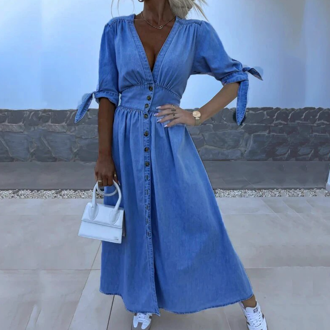 Sandrine™ | Robe longue élégante en denim