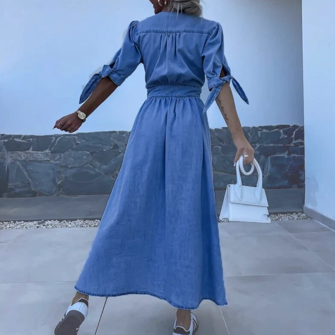 Sandrine™ | Robe longue élégante en denim