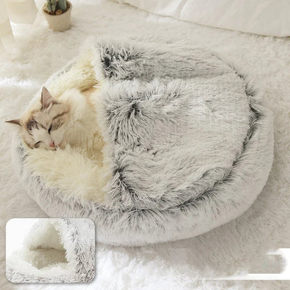 CozyLit™ | lit rond chauffant en peluche pour animaux de compagnie