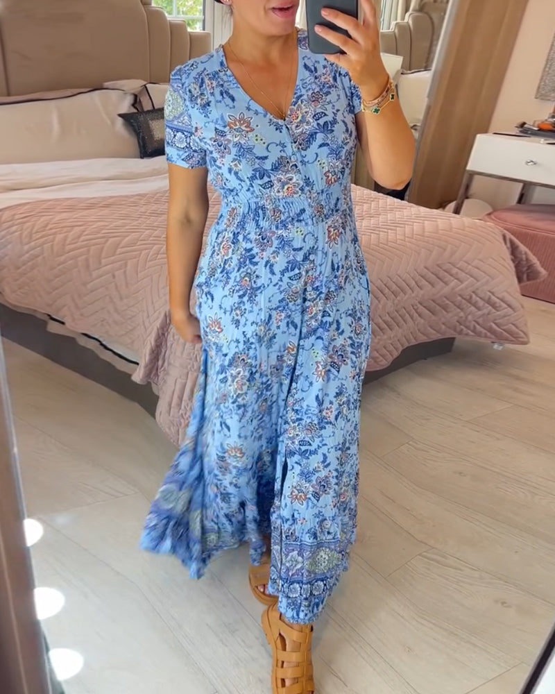 Mary | Robe à imprimé floral avec décolleté en V (VENTE DE PRINTEMPS)