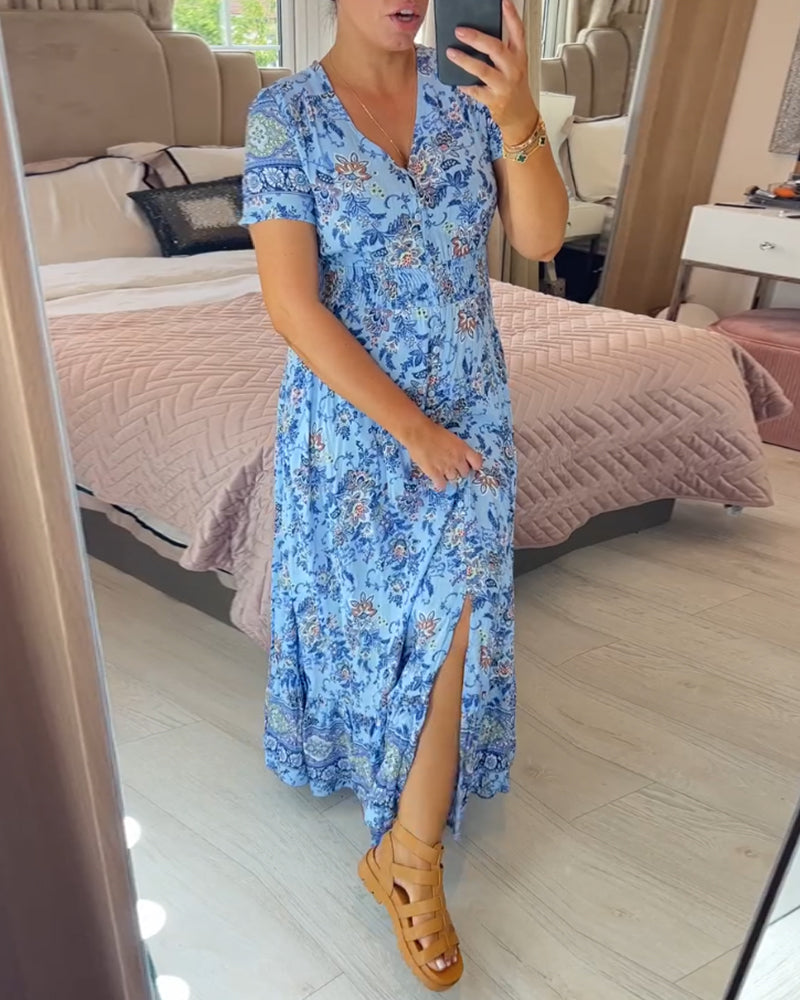 Mary | Robe à imprimé floral avec décolleté en V (VENTE DE PRINTEMPS)